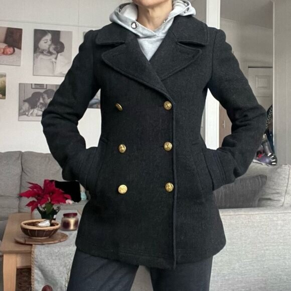 J. Crew Stadium Cloth Nello Gori Double Breasted Wool Pea Coat - Picture 12 of 14